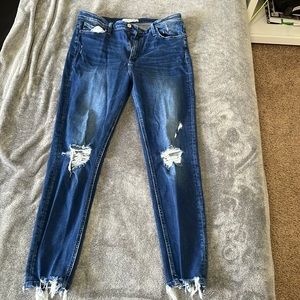 Dark wash ripped skinny jeans